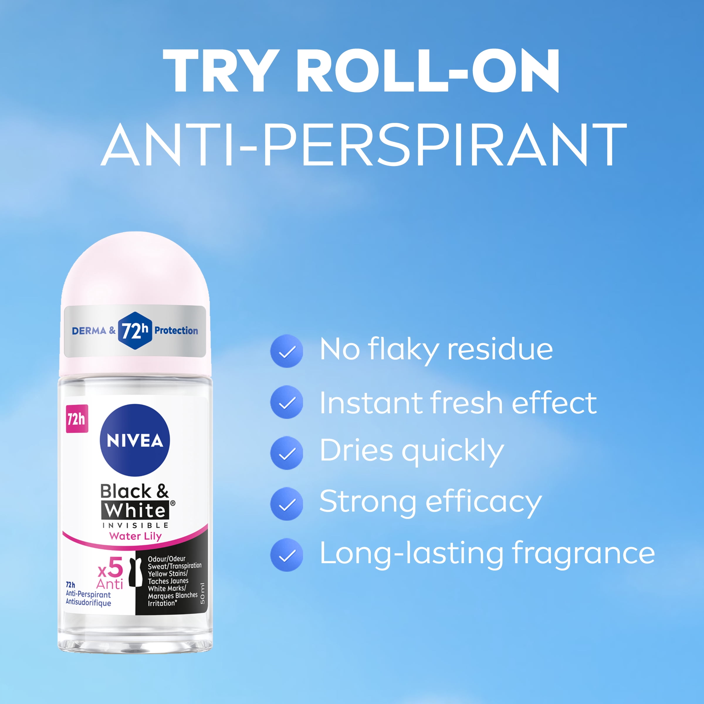 NIVEA Black & White Invisible 48H Protection Roll-On Anti