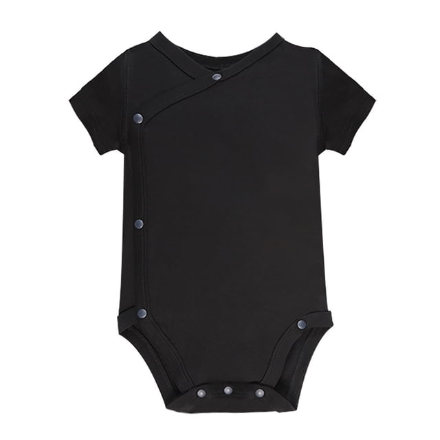 MIASHUI Baby Short Sleeve Side Snap Bodysuit Unisex Solid Color Soft Clothes,Black,NB