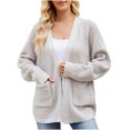 thumbnail image 1 of CEHVOM Cardigan en Tricot Ample Mi-Long pour Femmes en Liquidation, 1 of 6