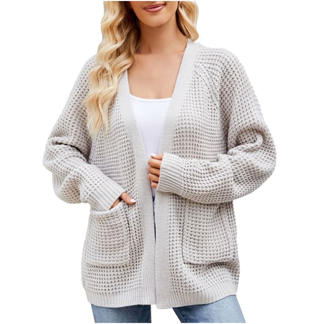 CEHVOM Cardigan en Tricot Ample Mi-Long pour Femmes en Liquidation