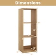 thumbnail image 3 of Costway 3-Cube Bookshelf, Modern Vertical Bookcase with Back Guardrail & Anti-tipping Kits Natural, 3 of 9