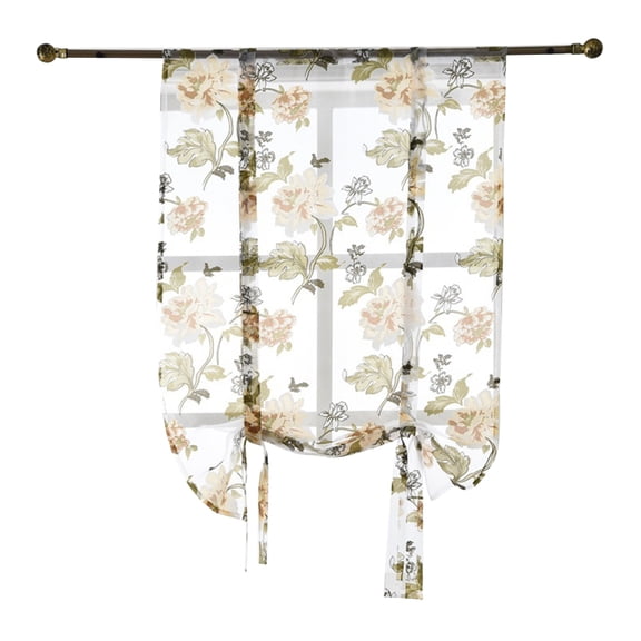 Opolski Rideaux Romains à Fleurs Cantonnière de Cuisine Panneau en Tulle Transparent Draperie de Fenêtre de Chambre