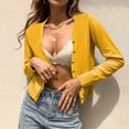 thumbnail image 2 of HBFAGFB Short Cardigan Womens Fashion and Vintage Ribbed Button Down Knitted Sweater Yellow Size M, 2 of 5