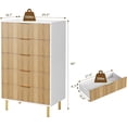 thumbnail image 2 of Yiwa Commode Moderne à 5 Tiroirs, Armoire de Rangement en Bois avec Poignée Dorée pour Couloir, Entrée, Chambre, 2 of 7