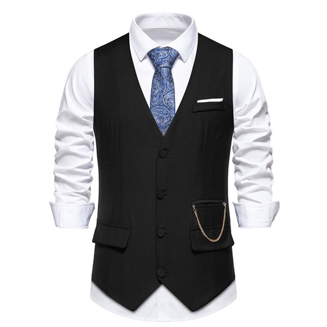 EGNMCR Tank Tops Men Men Solid Fashion Retro Have Pockets Single-breasted V-neck Tanks Tops Blouse