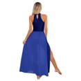 thumbnail image 2 of iiniim Women Lyrical Dance Dress Halter Color Block Flowy Maxi Dress for Ballet Modern Contmporary Blue S, 2 of 6