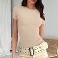 thumbnail image 1 of BVOFAR Hauts Côtelés d'Été pour Femmes 2025 Col Rond Manches Courtes T-Shirts Décontractés Confortables Coupe Ajustée, 1 of 5