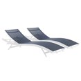 thumbnail image 1 of Modway Glimpse Modern Aluminum Patio Chaise Lounge Chair in Navy (Set of 2), 1 of 6