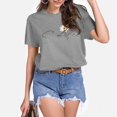 thumbnail image 2 of LUOGENLI T-shirts pour Femme pour Femmes T-shirts pour Femmes Motif Imprimé Tournesol Col Rond Manches Courtes T-Shirt Haut T-shirts pour Femmes T-shirts Graphiques T-shirts Amusants Adulte Fête de la Saint-Patrick Gris P, 2 of 6