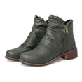 thumbnail image 2 of Zipper Chelsea Ankle Boots for Women Vintage Slouchy Leather Low Heels Short Booties Winter Fall Work Shoes, 2 of 5
