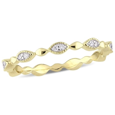 Miabella 1/10 Carat T.W. Diamond 10 K Yellow Gold Marquise Eternity Anniversary Ring