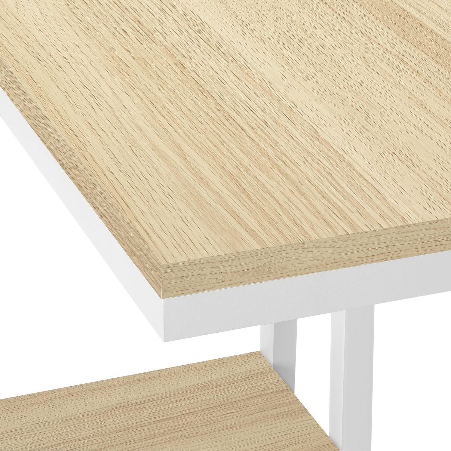 Monarch Specialties Table D'appoint, En Forme De C, Bout, Côté, Collation, Salon, Chambre À Coucher, Métal, Stratifié, Naturel, Blanc, Contemporain, Moderne