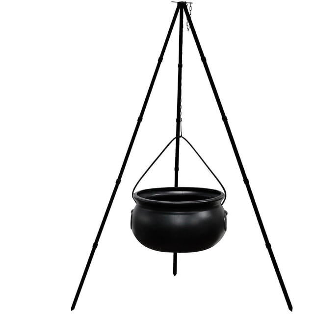 EGNMCR Room Decor Halloween Decorations Outdoor - Large Cauldron Halloween Decor On Tripod With Timer Lights - Plastic Cauldron Witch Halloween Decorations For Porch Yard Cauldron Halloween Deco