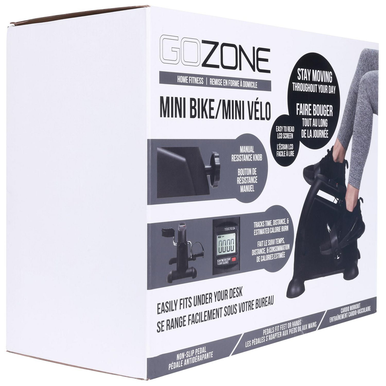 GoZone Mini vélo à pédales portable pour sous le bureau, Black Combo