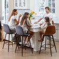 thumbnail image 3 of Homy Casa Set of 4 Swivel 26 inch Bar Stools with Footrest Upholstered Seats for Kitchen Dining Home Bar, Cognac Faux Leather, 3 of 10