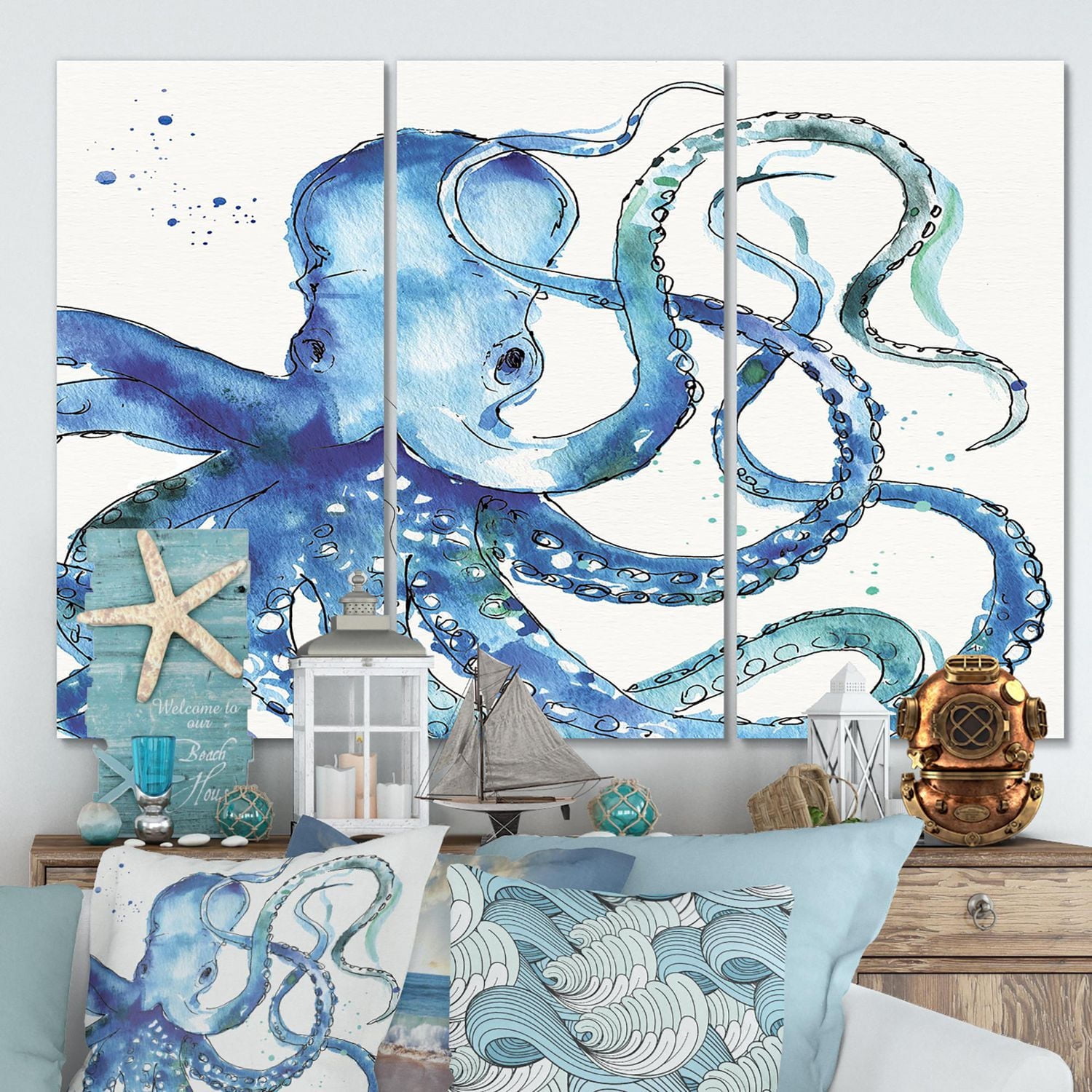 Designart Blue Deep Sea VIII Art mural sur toile