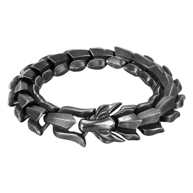 maskred Fashionable Gothic Punk Dragon Scale Bangle 48 inches Durable and Striking Black 8.26 Inch 1Set
