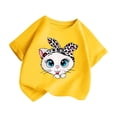 thumbnail image 3 of PMVFHDE T-Shirts d'Été Décontractés pour Filles, T-Shirt Mignon à Motif pour Fille, Col Rond, Manches Courtes, T-Shirt d'Été Décontracté Jaune, 11-12 Ans, 3 of 5