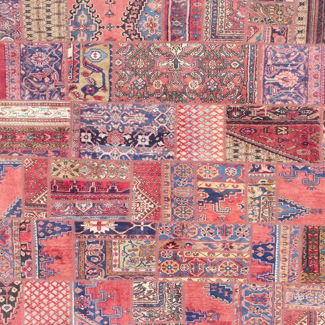 Ahgly Company Tapis d'Intérieur Carrés Abstraits Rose Saumon Foncé Patchwork, 4 Pieds Carré