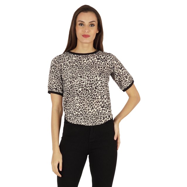 Inkmeso Round Neck Causal Tee Tops For Womens Printed Regular Fit High-Low Hem Top