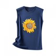 thumbnail image 1 of Hauts Grande Taille pour Femmes Débardeur Sans Manches Imprimé Fleurs de Soleil Été et Printemps Col Rond Décontracté Ample Confortable T-Shirts, 1 of 5