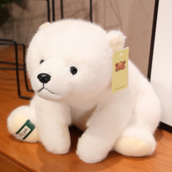 Lubelski Cute Polar Bear Plush Doll Soft Fuzzy PP Cotton Stuffed Animal Toy Simulated Sitting White Bear Plushie Home Decoration Kids Girlfriend Birthday Gift