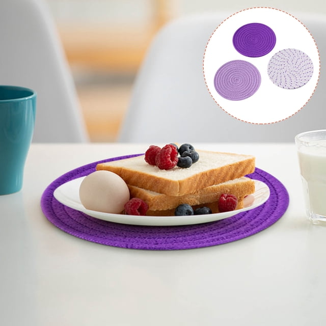 Dvkptbk Placemats Potholders Set Trivets Set Cotton Thread Weave Hot Pot Holders Set (Set of 3) Stylish , Hot Mats,Spoon for Cooking and Baking By Diameter 7 Inches Kitchen Gadgets