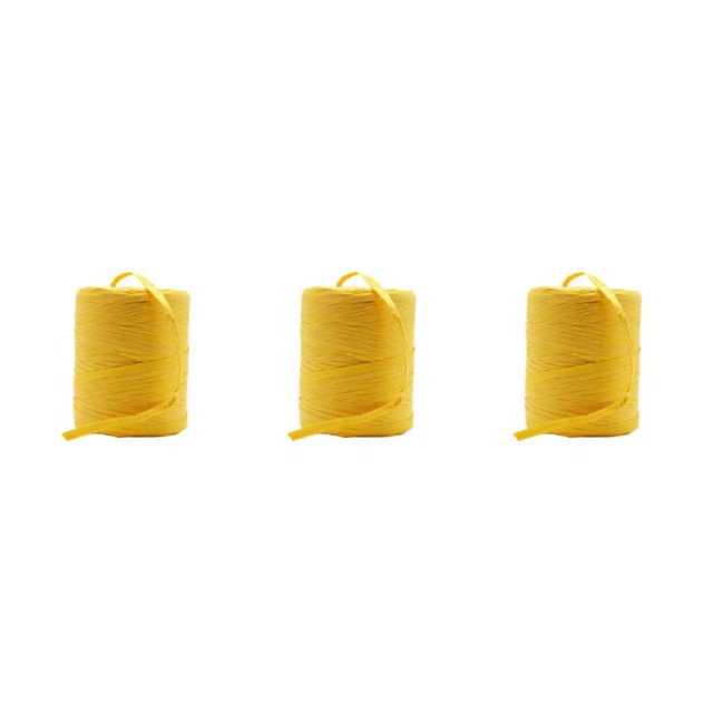 Baohd Fiber Sturdy And Durable Raffia Rope Yarn For DIY Crafts Natural Paper Ribbon Solid Crochet Yarn yellow 3Set