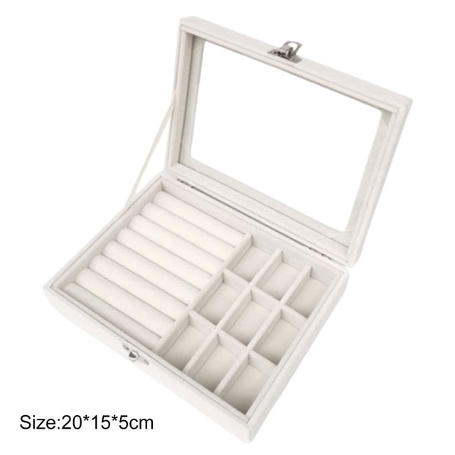 Velvet Jewelry Earring Display Trays Clear Window Lidded Box for Bracelets Watches Hair Clips