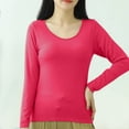 thumbnail image 2 of AherBiu Hauts Grande Taille pour Femmes Automne Manches Longues Haut de Pyjama Doux avec Soutien-Gorge Intégré Col Ras du Cou T-Shirts de Pyjama Confortables, 2 of 7