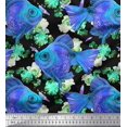 thumbnail image 1 of Soimoi Crepe Silk Fabric Fish Ocean Print Sewing Fabric Yard 42 Inch Wide, 1 of 2