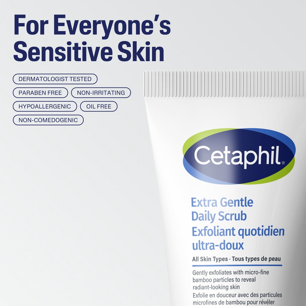 Cetaphil Exfoliant Quotidien Ultra-Doux avec des Particules Microfines de Bambou et Vitamine E / Exfolie en Douceur / pour Peau Sensible