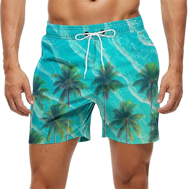 Kakii Men's Swim Trunks Hawaiian Bathing Mesh Lining Suit Swimsuits Beach Shorts with Pockets