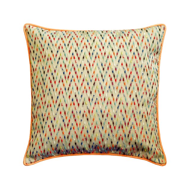 The HomeCentric Decorative Orange Pack of 2, 12x12 inch (30x30 cm) Throw Pillow Covers, Jacquard Chevron Embroidery Throw Pillows For Sofa, Geometric Pattern Modern Style Easter - Felicity