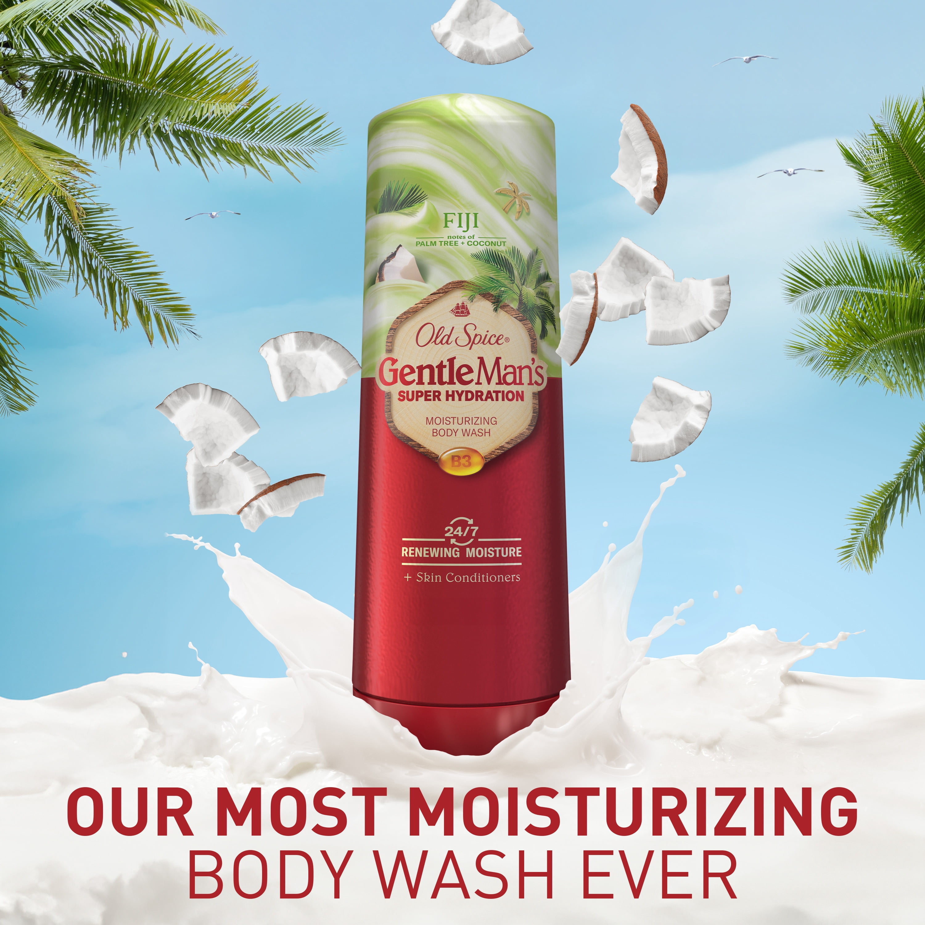 Nettoyant pour le corps pour hommes Old Spice Super Hydratation, Fiji avec palmier et noix de coco, hydratation régénératrice 24 heures sur 24, 7 jours sur 7, 591 mL (20 oz)
