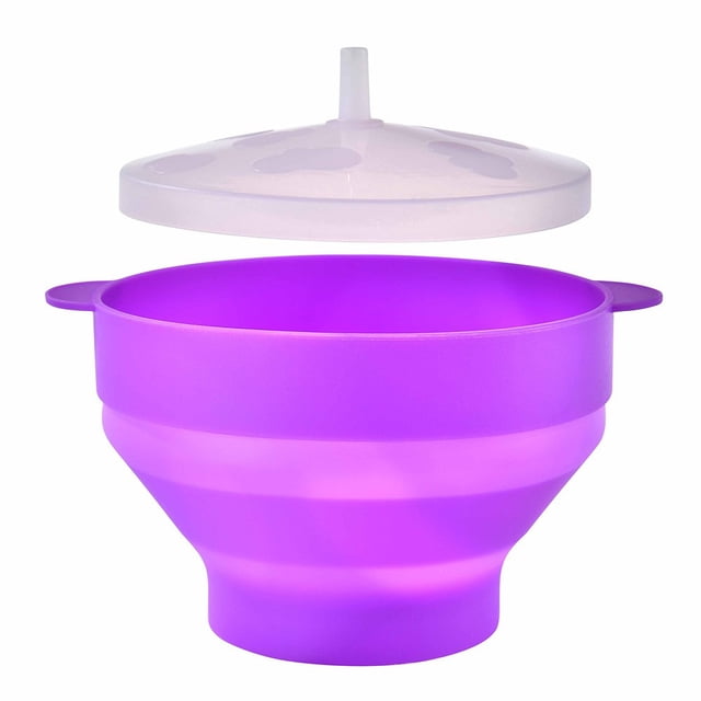 SSZMDLB Silicone Popcorn Maker, Oven-Safe Microwave Popcorn Bowl, Foldable Collapsible Popcorn Bucket with Ventilated Lid for Snacks, Movie Night, and Kitchen Storage, Reusable Heat-Resistant Popcorn
