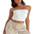 thumbnail image 2 of Women Tube Top  Strapless Backless Solid Slim Fit Summer Ladies Vest for Club Party, 2 of 7