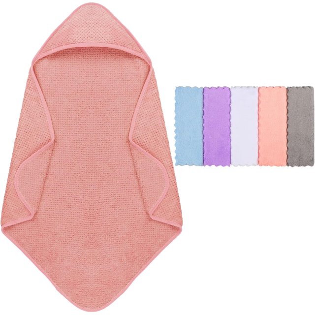 EcoNesxp Ideal baby items for boys and girls with five towels, baby hooded bath towels, pink, newborn essentials for babies