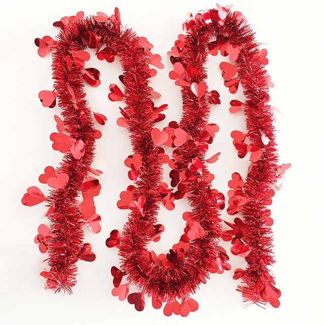 LSLJS Valentine's Day Heart-shaped Metal Wire Wreath Twisted Shiny Ceiling Decoration, Home Accessories