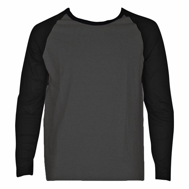 SLM T-Shirt Raglan de Baseball en Coton à Manches Longues pour Homme - Noir/gris Charbon - TG
