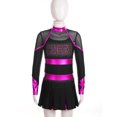 thumbnail image 4 of Lejafay Robe de Danse de Cheerleading Ballet pour Filles Uniforme Scolaire Robe Plissée à Manches Longues Tenues d'Halloween Noir&Rose Vif 6, 4 of 7