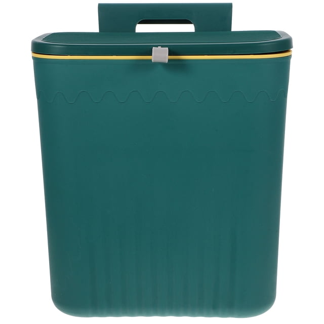 GARVALON Bac à Compost de Cuisine en Plastique Vert avec Couvercle Rabattable et Crochet pour une Utilisation Suspendue Pratique, Format Compact