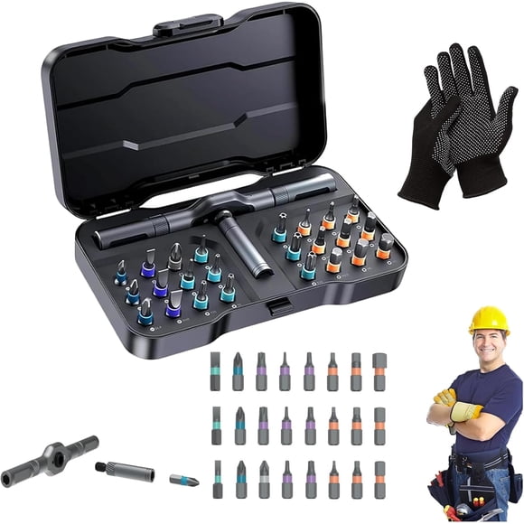 24 in 1 Magnetic Screwdriver Set Ratchet, Magnetic Compact and Portable Ratchet Screwdriver, T Handle Ratchet Screwdriver, for DIY, Furniture, Watch, Bicycle (1PCS)