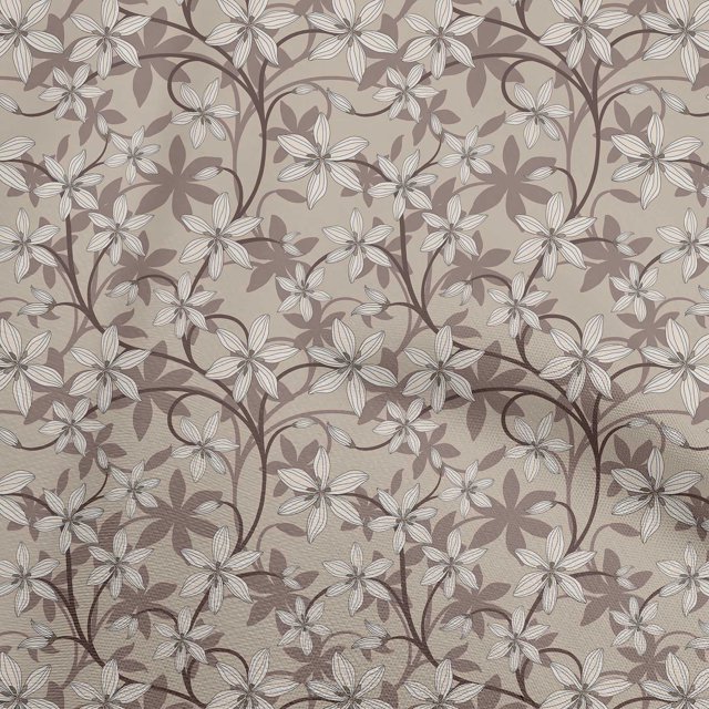 oneOone Polyester Spandex Brun Tissu Floral Rétro Couture Métiers Projets Tissus Imprimés par Yard 56 Pouces de Large