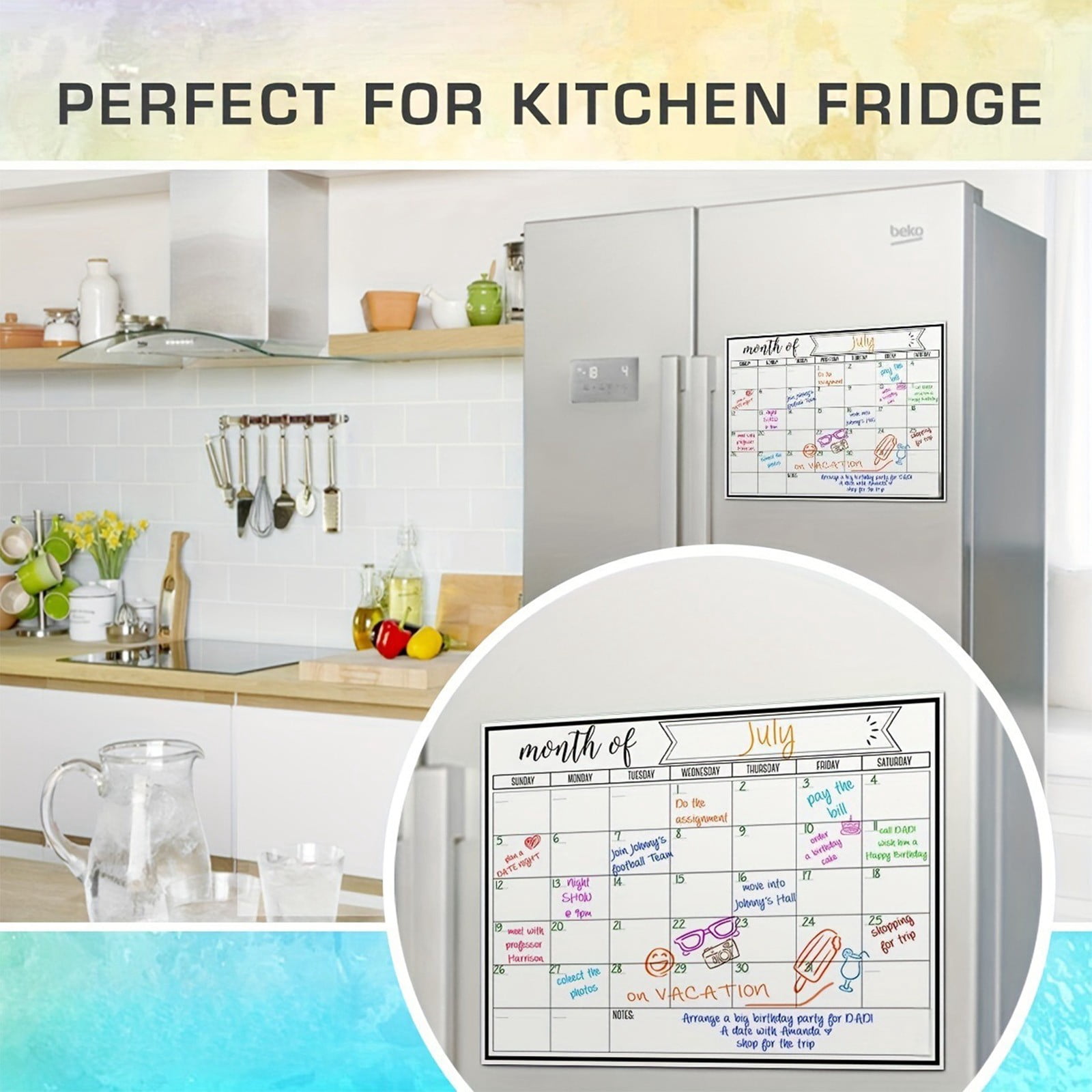 Small Magnetic Dry Erase Board for Refrigerator, 17"X 13" Plastic Magnetic Whiteboard for Fridge, Kitchen Menu Board, Memo Note Planner, Notepad, Grocery List