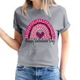 thumbnail image 2 of Meichang Hauts pour Femmes Chemise Tendance de la Saint-Valentin Hauts Mignons Imprimé Cœur Hauts de Vacances Manches Courtes Col Rond Décontracté Chandail Blouses, 2 of 5