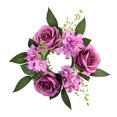 thumbnail image 2 of European Artificial Rose Candlestick Wreath For Table Wedding Decoration 20cm Artificial Rose Wreath Christmas Decor Window Prop, 2 of 12