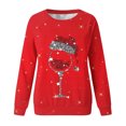 thumbnail image 4 of Pisexur Chandail en Molleton de Noël pour Femmes Sans Capuche Imprimé Graphique Vacances Col Rond Chandail en Molleton Ample Surdimensionné Automne Mode Décontracté Chandail-Over Manches Longues pour Femmes, 4 of 4
