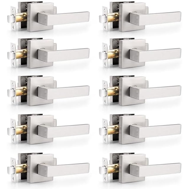 Matte Passage Door Levers Square Hall Closet Door Handles Heavy Duty Interior NonLocking Lever Sets Reversible for Right/Left Handed Door