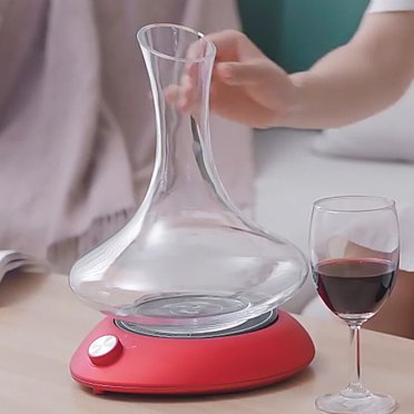 LSLJS Aérateur à Vin Électrique, Carafes à Vin Intelligentes, Aérateur à Vin Automatique Rotatif, Rechargeable par USB, Accessoires à Vin Cadeau pour Amateurs de Vin (Base Seulement), Carafe Électrique